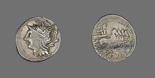 Denarius (Coin) Depicting the Goddess Roma, 104 BCE. Creator: Unknown
