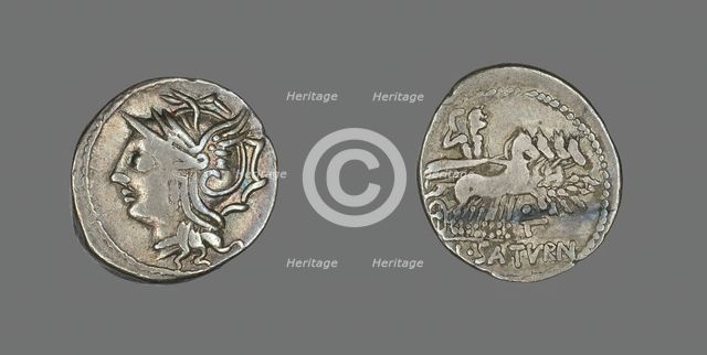 Denarius (Coin) Depicting the Goddess Roma, 104 BCE. Creator: Unknown.