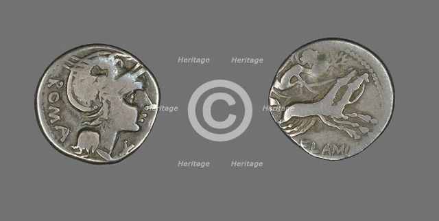 Denarius (Coin) Depicting the Goddess Roma, 109-108 BCE. Creator: Unknown.