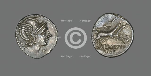 Denarius (Coin) Depicting the Goddess Roma, 109-108 BCE. Creator: Unknown.