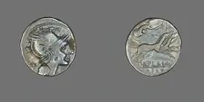 Denarius (Coin) Depicting the Goddess Roma, 109-108 BCE. Creator: Unknown