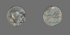 Denarius (Coin) Depicting the Goddess Roma, 109-108 BCE. Creator: Unknown