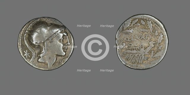 Denarius (Coin) Depicting the Goddess Roma, 109-108 BCE. Creator: Unknown.