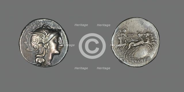 Denarius (Coin) Depicting the Goddess Roma, 110-109 BCE. Creator: Unknown.