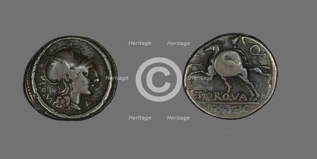 Denarius (Coin) Depicting the Goddess Roma, 113-112 BCE. Creator: Unknown.