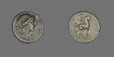 Denarius (Coin) Depicting the Goddess Roma, 114-113 BCE. Creator: Unknown