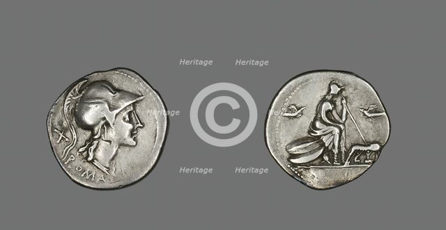 Denarius (Coin) Depicting the Goddess Roma, 115 or 114 BCE. Creator: Unknown.