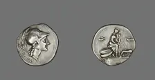 Denarius (Coin) Depicting the Goddess Roma, 115 or 114 BCE. Creator: Unknown