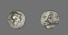 Denarius (Coin) Depicting the Goddess Roma, 115 or 114 BCE. Creator: Unknown