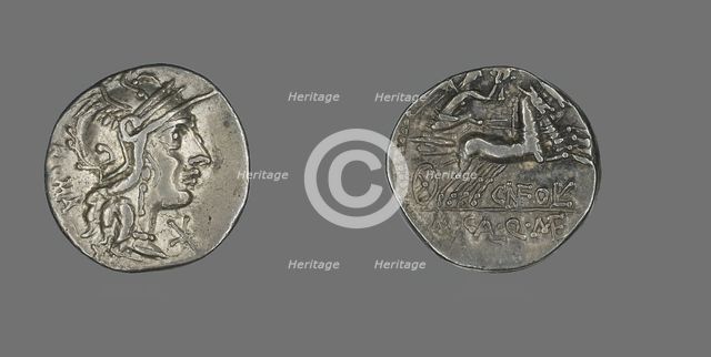 Denarius (Coin) Depicting the Goddess Roma (?), 117-116 BCE. Creator: Unknown.