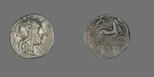 Denarius (Coin) Depicting the Goddess Roma (?), 117-116 BCE. Creator: Unknown