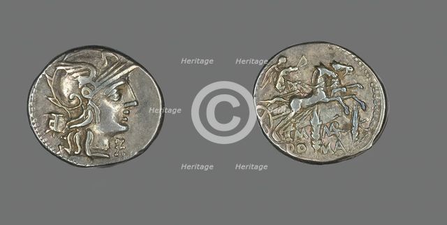 Denarius (Coin) Depicting the Goddess Roma, 134 BCE. Creator: Unknown.