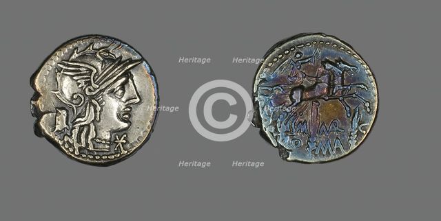 Denarius (Coin) Depicting the Goddess Roma, 134 BCE. Creator: Unknown.