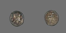 Denarius (Coin) Depicting the Goddess Roma, 134 BCE. Creator: Unknown