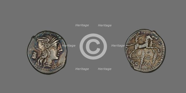 Denarius (Coin) Depicting the Goddess Roma, 134 BCE. Creator: Unknown.