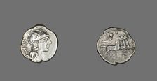 Denarius (Coin) Depicting the Goddess Roma, 136 BCE. Creator: Unknown