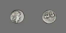 Denarius (Coin) Depicting the Goddess Roma, 136 BCE. Creator: Unknown