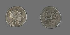 Denarius (Coin) Depicting the Goddess Roma, 144 BCE. Creator: Unknown