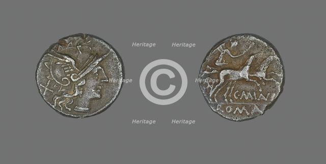 Denarius (Coin) Depicting the Goddess Roma, 153 BCE. Creator: Unknown.