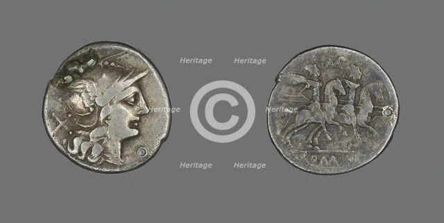 Denarius (Coin) Depicting the Goddess Roma, 189-180 BCE. Creator: Unknown.