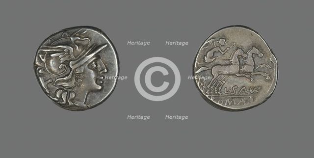 Denarius (Coin) Depicting the Goddess Roma, 200 or 152 BCE. Creator: Unknown.