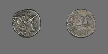Denarius (Coin) Depicting the Goddess Roma, 200 or 152 BCE. Creator: Unknown