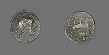 Denarius (Coin) Depicting the Goddess Roma, about 99 BCE. Creator: Unknown