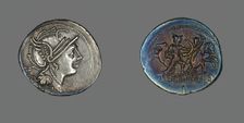 Denarius (Coin) Depicting the Goddess Roma, about 100 BCE. Creator: Unknown