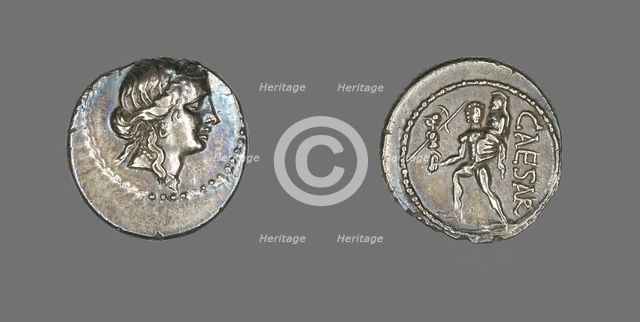 Denarius (Coin) Depicting the Goddess Venus, 47-46 BCE, issued by Julius Caesar. Creator: Unknown.