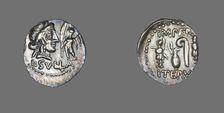 Denarius (Coin) Depicting the Goddess Venus with Cupid, 84-83 BCE. Creator: Unknown