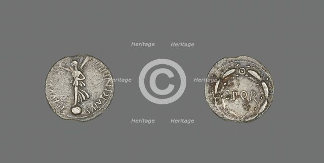 Denarius (Coin) Depicting the Goddess Victory, 68-69. Creator: Unknown.