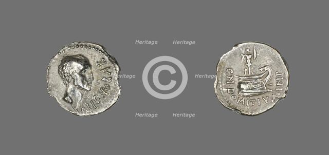 Denarius (Coin) Portraying Ahenobarbus, 41 BCE. Creator: Unknown.