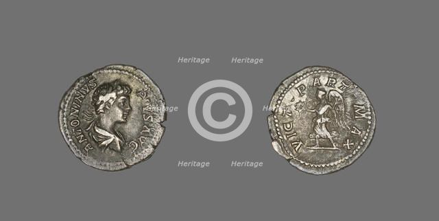 Denarius (Coin) Portraying Emperor Caracalla, 201-206. Creator: Unknown.