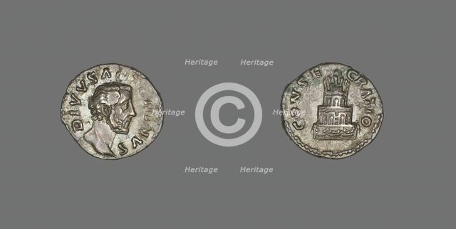 Denarius (Coin) Portraying Emperor Antoninus Pius, 176-180, struck by Marcus Aurelius. Creator: Unknown.