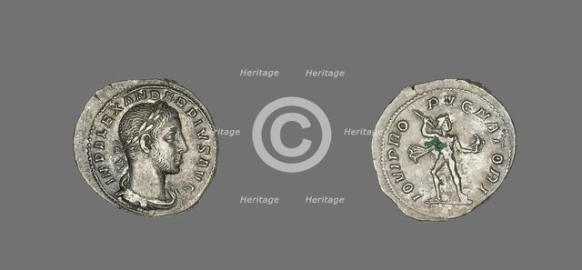 Denarius (Coin) Portraying Emperor Alexander Pius, 231-235. Creator: Unknown.