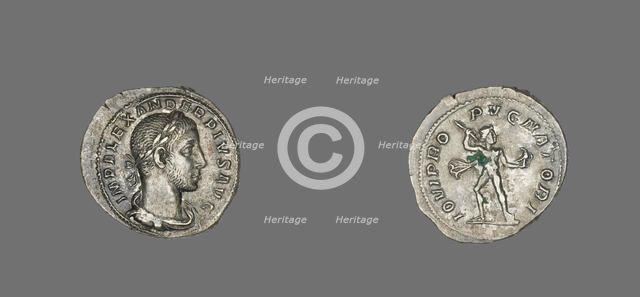 Denarius (Coin) Portraying Emperor Alexander Pius, 231-235. Creator: Unknown.