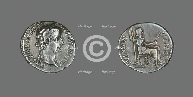 Denarius (Coin) Portraying Emperor Augustus, 14-37. Creator: Unknown.