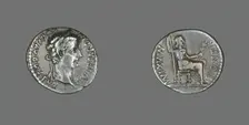 Denarius (Coin) Portraying Emperor Augustus, 14-37. Creator: Unknown