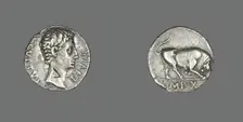 Denarius (Coin) Portraying Emperor Augustus, 15-13 BCE. Creator: Unknown