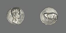 Denarius (Coin) Portraying Emperor Augustus, 15-13 BCE. Creator: Unknown