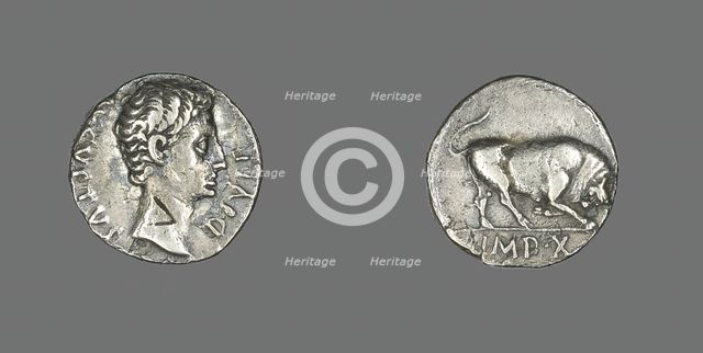 Denarius (Coin) Portraying Emperor Augustus, 15-13 BCE. Creator: Unknown.