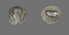 Denarius (Coin) Portraying Emperor Augustus, 15-13 BCE. Creator: Unknown
