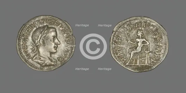 Denarius (Coin) Portraying Emperor Gordian III, 241-243. Creator: Unknown.