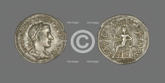 Denarius (Coin) Portraying Emperor Gordian III, 241-243. Creator: Unknown.