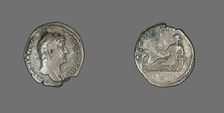 Denarius (Coin) Portraying Emperor Hadrian, 134-138. Creator: Unknown