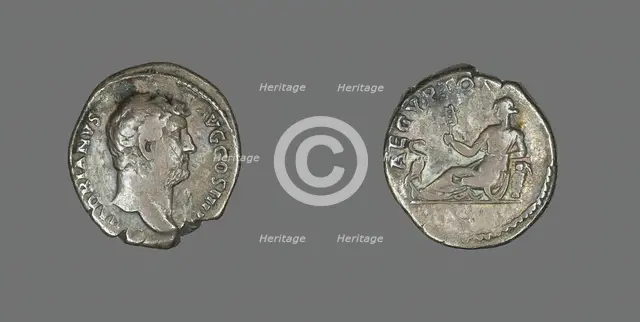 Denarius (Coin) Portraying Emperor Hadrian, 134-138. Creator: Unknown.