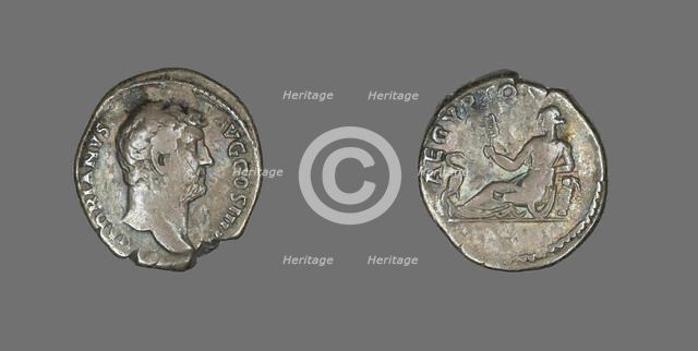 Denarius (Coin) Portraying Emperor Hadrian, 134-138. Creator: Unknown.