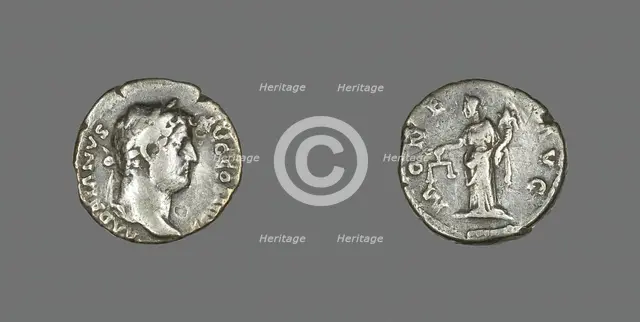 Denarius (Coin) Portraying Emperor Hadrian, 134-138. Creator: Unknown.