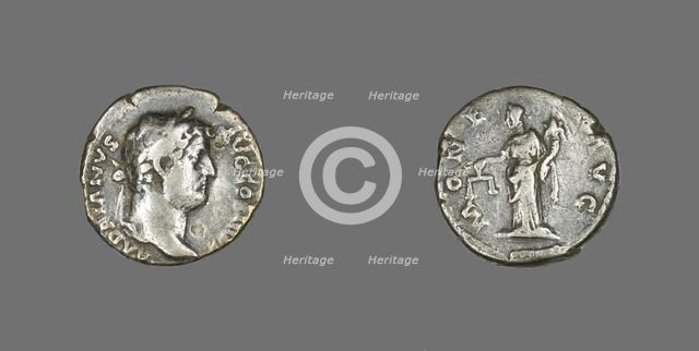 Denarius (Coin) Portraying Emperor Hadrian, 134-138. Creator: Unknown.