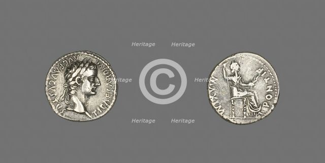 Denarius (Coin) Portraying Emperor Tiberius, 14-37. Creator: Unknown.
